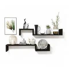 GENERICO - Set 2 Repisas Flotantes S-02 Decoración Moderna Funcional Color Wengue
