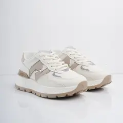 CALZADO ADRENALINA - Tenis blancos con detalles y suela beige flux