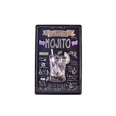 GENERICO - Letrero Aviso Metálico Con Relieve Placa Vintage Bar Cafe Mojito