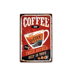 GENERICO - Aviso Metálico Con Relieve Placa Vintage Bar Cafe Coffe