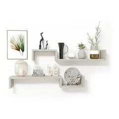 GENERICO - Set 2 Repisas Flotantes S-02 - Decoración Moderna, Color Chantilli