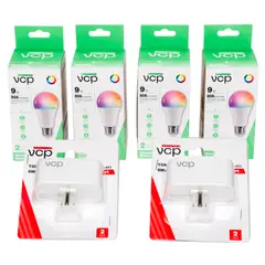VCP - Kit smart 4 bombillos A19 + 2 Plug smart