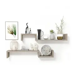 GENERICO - Set 2 Repisas Flotantes S-02 - Decoración Moderna, Color Capuccino