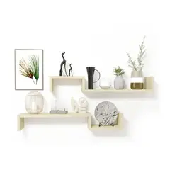 GENERICO - Set 2 Repisas Flotantes S-02, Decoración Moderna Funcional Color Arena