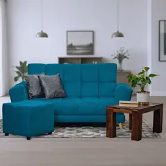 GENERICO - Sofá Cama AMAIKA Tipo Ocean Turquesa con Cojines y Puff