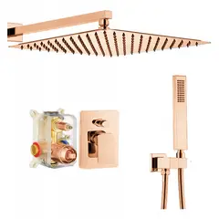 GENERICO - Kit Ducha Rosa Brillante 40cm Pared Mezclador Teleducha Tames Intense