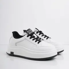CALZADO ADRENALINA - Tenis blancos con plataforma y cordones negros jack