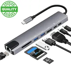 ONE PIXEL - Hub Multipuerto Tipo Usb- C 8 En 1 Adaptador Multipuerto Rj45