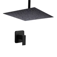 GENERICO - Kit Ducha Extragrande Negro Matte 40cm Techo+ Mezclador Tames Md