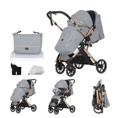 BABY ON - Coche de bebé BabyOn Evolution Reversible Gris+ Pañalera