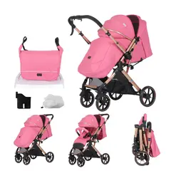BABY ON - Coche de bebé BabyOn Evolution Reversible Fucsia + Pañalera
