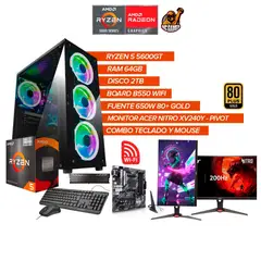 AMD - PC Gamer Ryzen 5 5600GT /RAM 64GB/ SSD 2TB/ Monitor Acer 200Hz/ WiFi / 650W GOLD