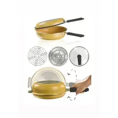 GENERICO - Sarten Doble Cara Antiadherente Dual Grill Amarillo Premiun