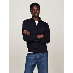 TOMMY HILFIGER - Saco azul de cuello perkins con cremallera