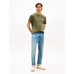 TOMMY HILFIGER - Camiseta verde de cuello redondo