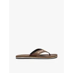 TOMMY HILFIGER - Sandalias chocolate con tiras acolchadas e inscripción