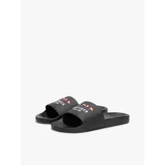 TOMMY HILFIGER - Sandalias negro de piscina con logo bordado