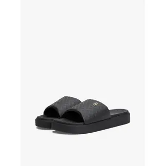 TOMMY HILFIGER - Sandalias negro de plataforma con monogramas TH