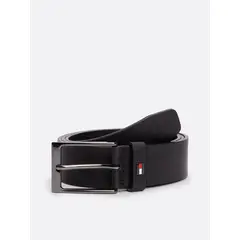 TOMMY HILFIGER - Cinturón negro de cuero tonal