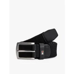 TOMMY HILFIGER - Cinturón negro texturizado con hebilla cuadrada
