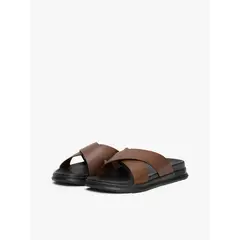TOMMY HILFIGER - Sandalias chocolate de Cuero con tiras cruzadas