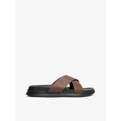 TOMMY HILFIGER - Sandalias chocolate de Cuero con tiras cruzadas