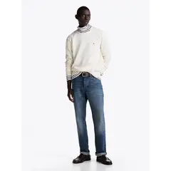 TOMMY HILFIGER - Saco blanco de punto texturizado y cuello redondo