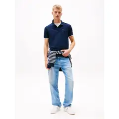 TOMMY HILFIGER - Polo azul de corte slim con parche con logo Tommy Jeans