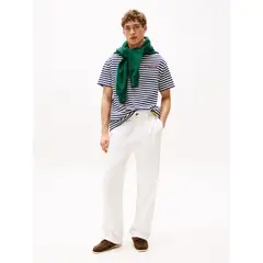TOMMY HILFIGER - Camiseta azul oscuro amplia Hilfiger con rayas marineras