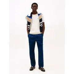 TOMMY HILFIGER - Camiseta blanca de cuello redondo con logo