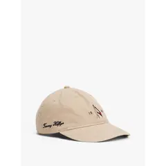 TOMMY HILFIGER - Gorra beige de béisbol con logo bordado