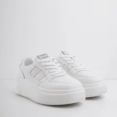 CALZADO ADRENALINA - Tenis blancos con cordones y plataforma nicole