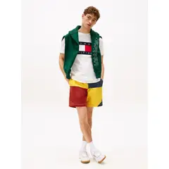 TOMMY HILFIGER - Camiseta blanca náutica con parche Hilfiger
