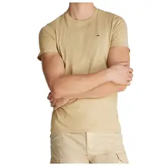 TOMMY HILFIGER - Camiseta beige clásica con cuello redondo Tommy Jeans