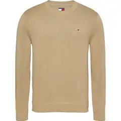 TOMMY HILFIGER - Suéter beige Essential de corte slim con parche Tommy Jeans