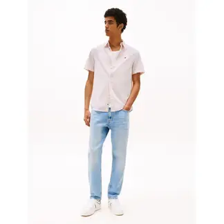 TOMMY HILFIGER - Camisa rosada de manga corta en mezcla de lino Tommy Jeans