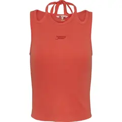 TOMMY HILFIGER - Camiseta roja sin mangas con cuello halter Tommy Jeans