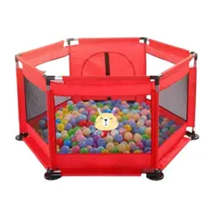 GENERICO - Corral De Juegos Hexagonal Para Bebes Color Roja