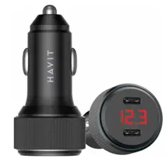 HAVIT - Cargador De Celular Para Carro 60w X2 Usb Tipo C C2014