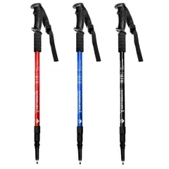 GENERICO - Baston Senderismo Trekking Ajustable Antichoque Telescopico Rojo