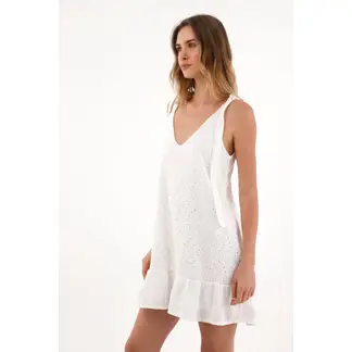 TOPMARK - Vestido corto en ojalillo de tiras crudo para mujer