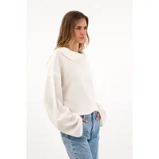 TOPMARK - Buzo manga larga amplia crudo para mujer