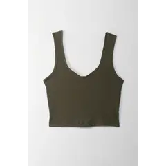TOPMARK - Camiseta crop en rib verde para mujer