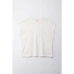 TOPMARK - Camiseta manga corta con bolsillo crudo para mujer