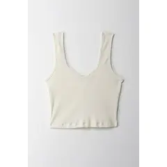 TOPMARK - Camiseta crop en rib crudo para mujer