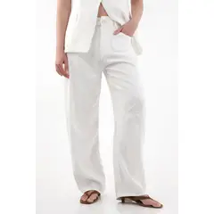 TENNIS - Pantalón Horseshoe en twill pesado crudo para mujer