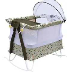 PRODEHOGAR - Cuna Corral de Bebe Verde Toldillo Mecedora Cambiador 2 Nvel