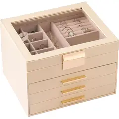 KOBALT - Joyero Organizador crema con divisiones