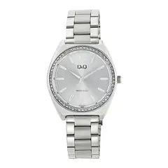 Q&Q - Reloj de moda para mujer plateado + caja