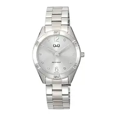 Q&Q - Reloj de moda para mujer plateado + caja